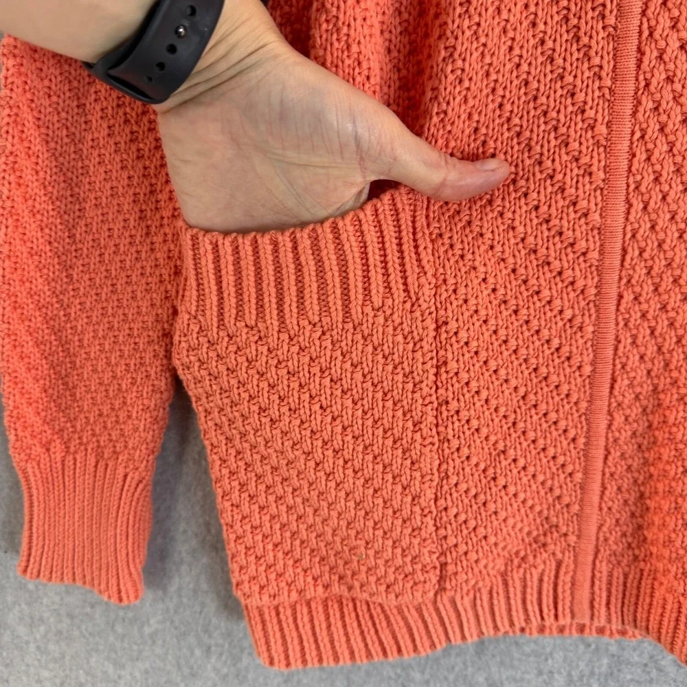 Lululemon Womens Orange Post Practice Cardigan Sweater Knit Pockets Size 10 NWT